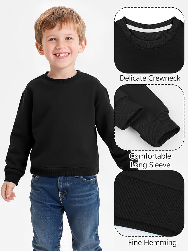 Cooraby 3 Pack Baby and Toddler Boys Crewneck Sweatshirts Kids Solid Cotton - Image 4