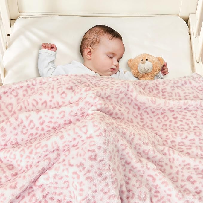 Yurhap Leopard Print Baby Blanket Fleece Baby Blankets - Image 3