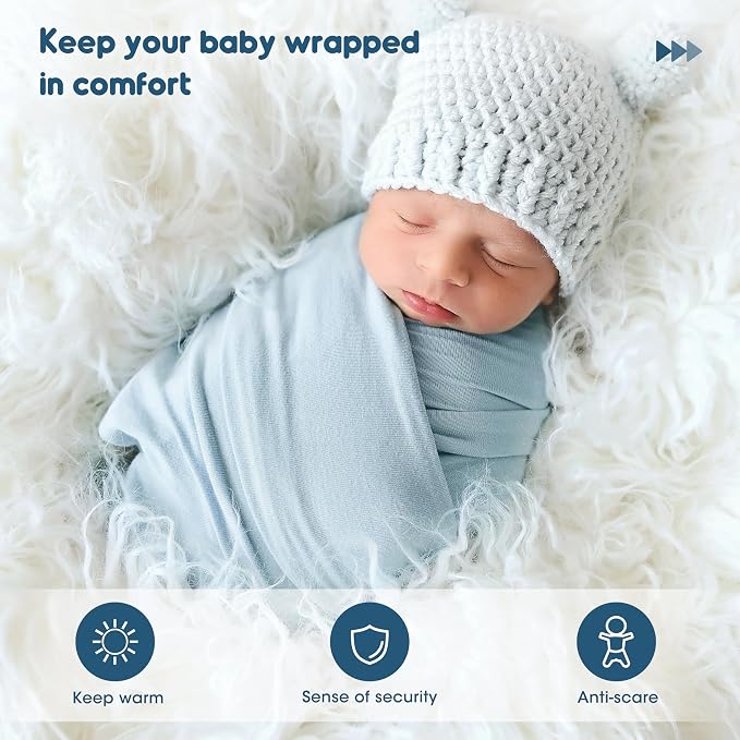 2 Pack Newborn Swaddle Blanket, Ultra Soft Stretchy Jersey Knit Extra Large - Image 2