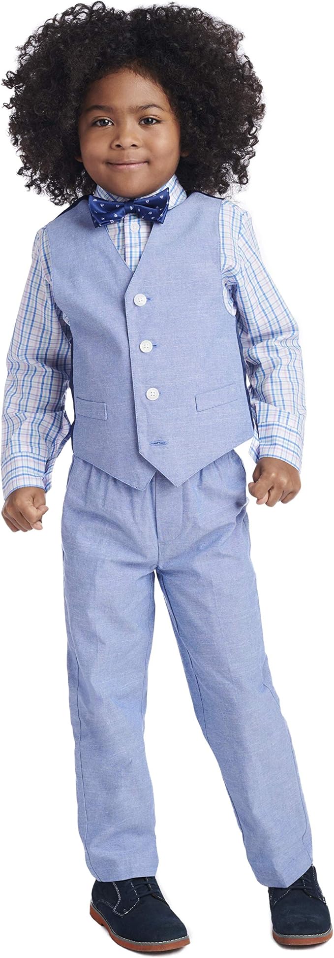 Nautica Boys' 4-Piece Formal Suit Set with Vest, Pants, Collared Dress Shirt, and Tie