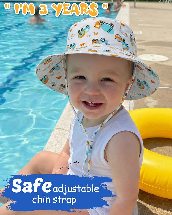 Baby Sun Hat Kids Summer Sun Protection Toddler Bucket Hat Wide Brim Adjustable - Image 2
