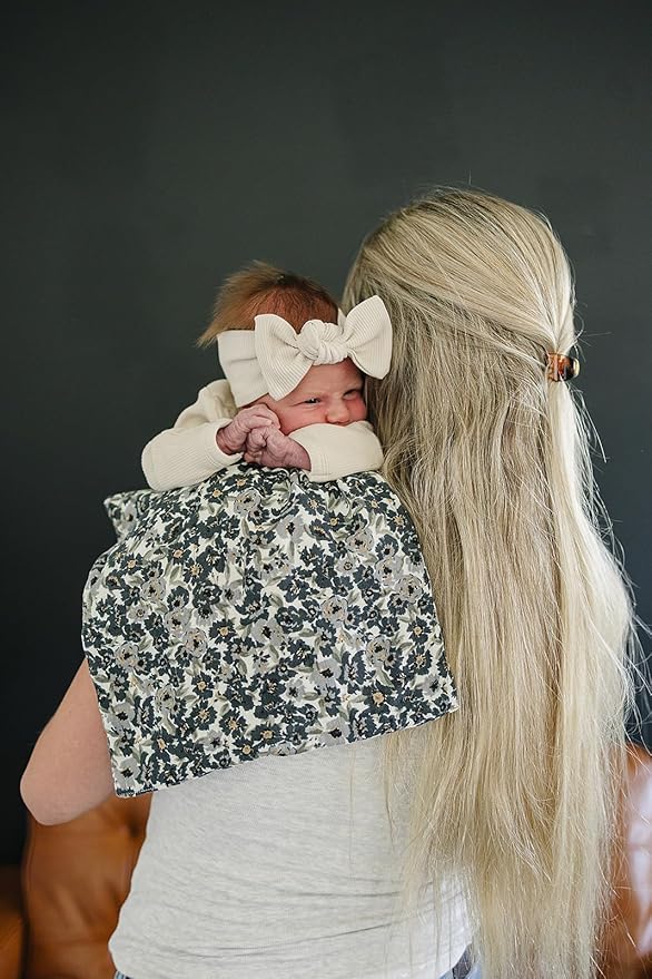 Mebie Baby Burp Cloths, Vintage Florals, Muslin Burp Cloth Set for Spit Up, Drool, and More, Boho Burp Cloths for Baby Boy and Girl, Baby Must Haves for Registry Lists and Gifts for Newborns