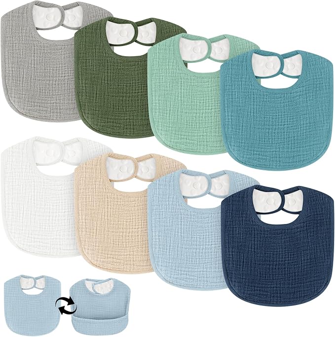 8 Pack Bibs for Baby Boy & Baby Girl, Muslin Bibs by Unknown