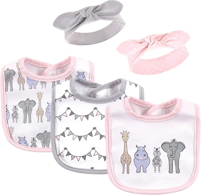 Hudson Baby Unisex Baby Cotton Bib and Headband Set by HudsonBaby