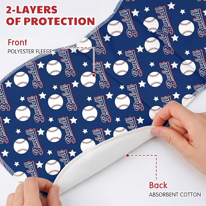 SmoothNovelty 5 Pack Baseball Baby Burp Cloths Soft Absorbent Burping Rags - Image 3