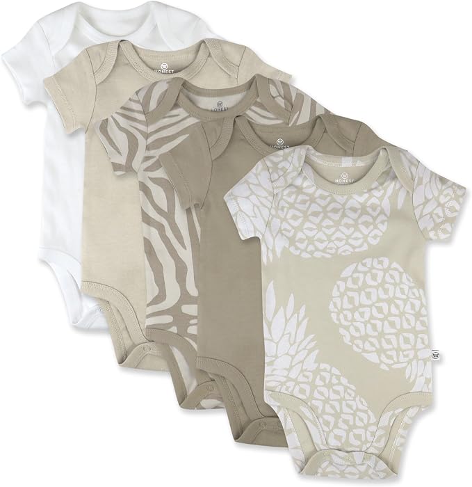 HonestBaby 5-pack Short Sleeve Bodysuits One-piece 100% Organic Cotton by HonestBaby