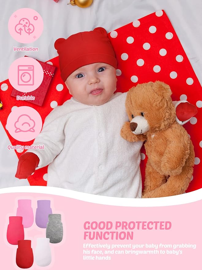 Geyoga 12 Pcs Baby Hat | Newborn Hats Mittens - Image 7