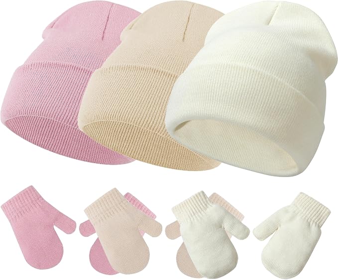 Baby Hats and Mittens Set Infant Toddler Beanie Cap Newborn Gloves by SeaZaela