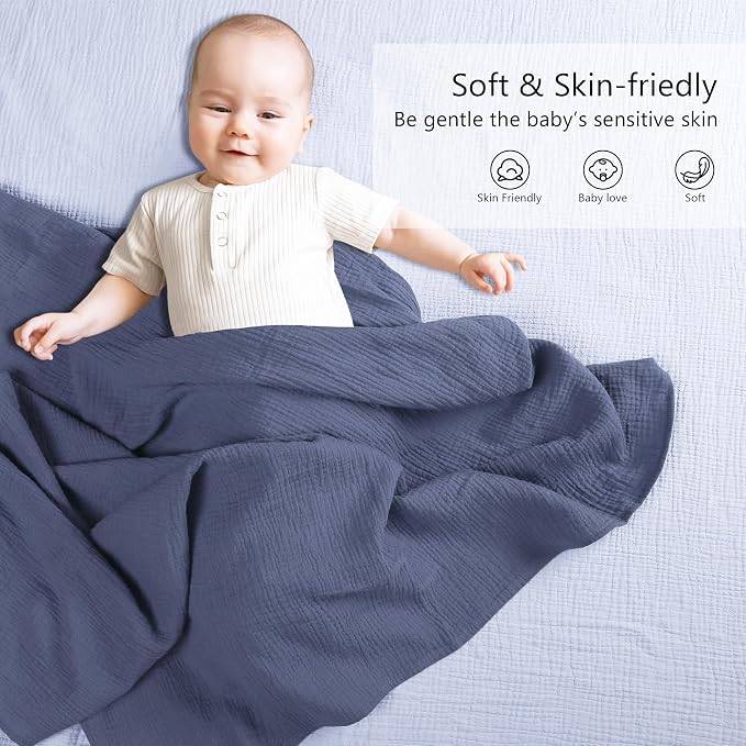 Susurration Muslin Receiving Blanket, 100% Cotton Swaddle Blankets - Image 2