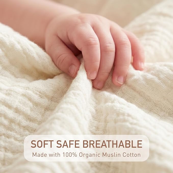 Muslin Swaddle Blankets for Newborn, 4 Pack Breathable Soft Receiving Blanket - Image 6