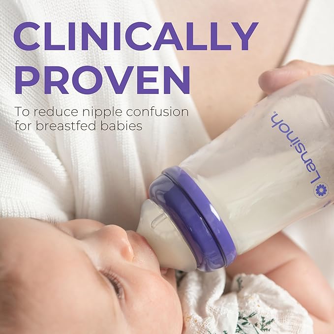 Lansinoh NaturalWave Baby Bottle Nipples, Medium Flow, Size M, 3+ Months, 4 Count – 100% Soft, Durable Silicone, Made Without BPA BPS, Anti-Colic, Supports Baby’s Developing Mouth and Teeth
