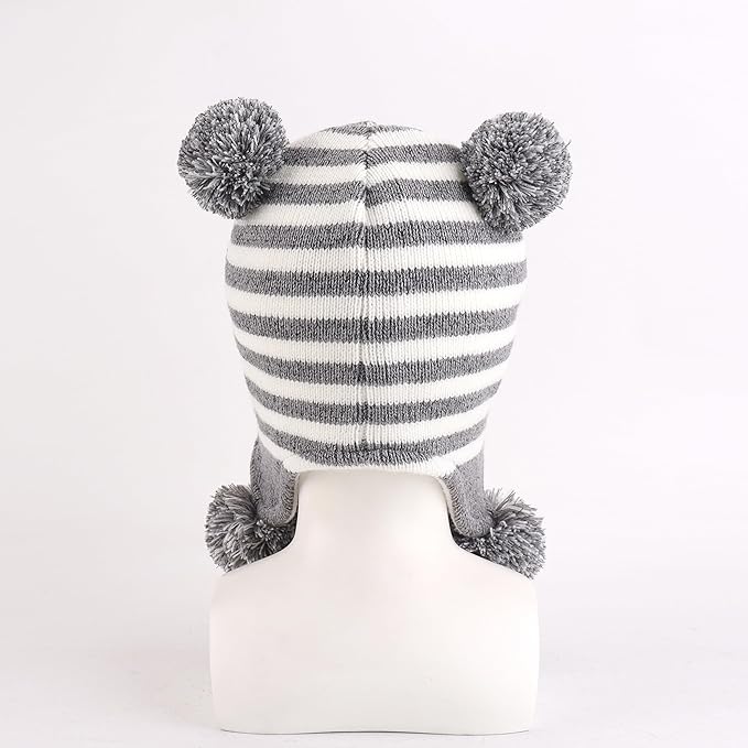 LANGZHEN Toddler Kids Infant Winter Hat,Earflap Knit Warm Cap Fleece Lined Beanie for Baby Boys Girls