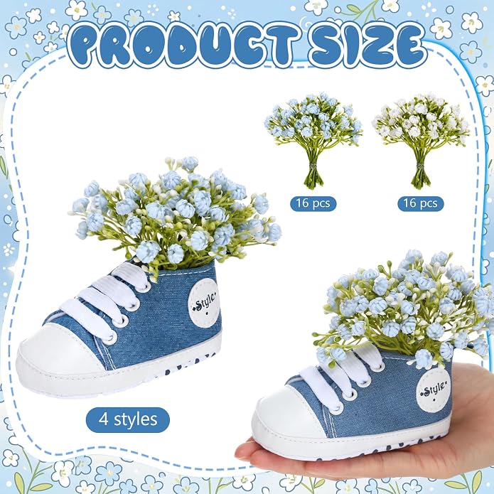 Glitopper 4 Set Baby Shower Table Decorations Booties Bulk - Image 3