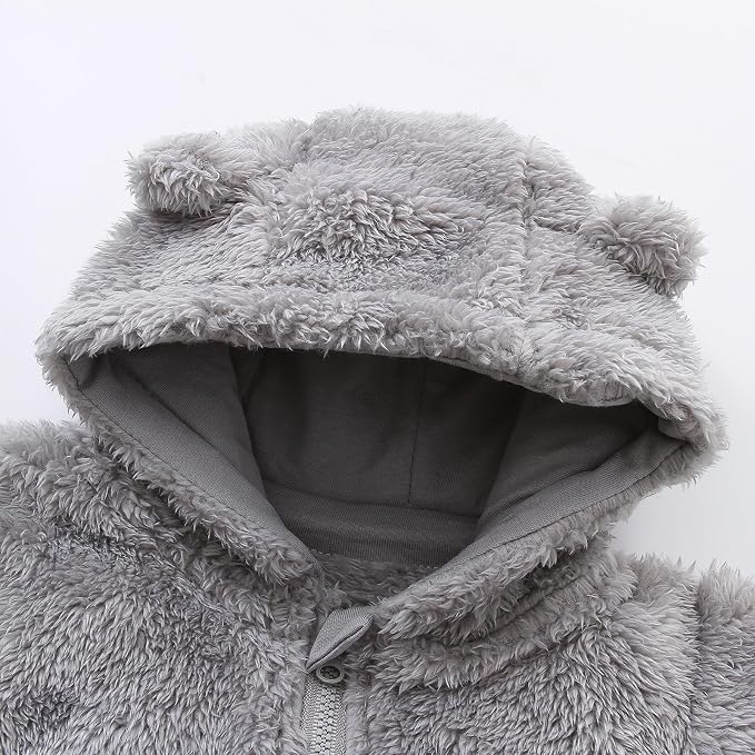 Baby Furry Jumpsuit Infant Bear Onesies Zipper Long Sleeve One-Piece Romper - Image 4