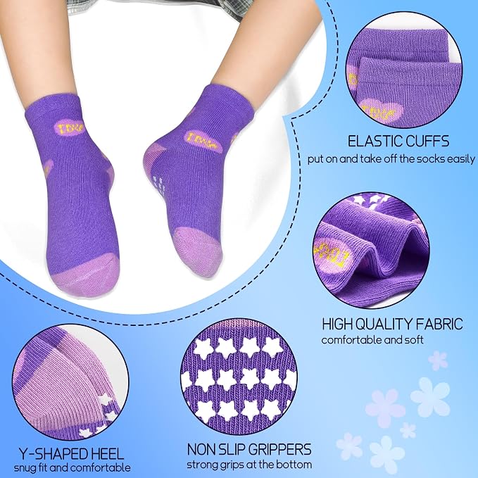 SkiBeaut Baby Toddlers Girls Socks, 12 Pairs Non Slip Kids Grips Toddler Grippy - Image 2