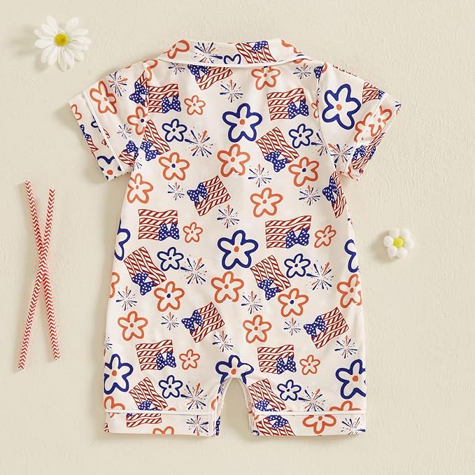 Balaflyie Newborn Summer Pajamas Baby Boy Girl Button Down Romper Cute Infant - Image 3