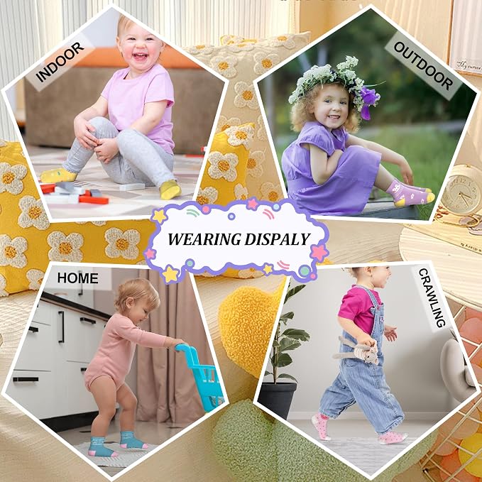 SkiBeaut Baby Toddlers Girls Socks, 12 Pairs Non Slip Kids Grips Toddler Grippy - Image 4