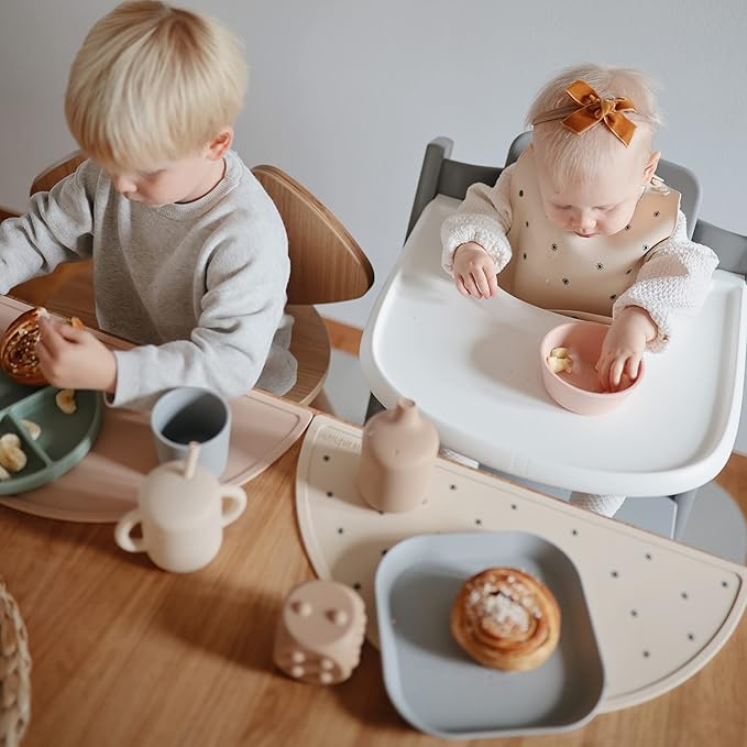 mushie Silicone Placemat for Kids | BPA-Free Non-Slip Design (Rainbows)