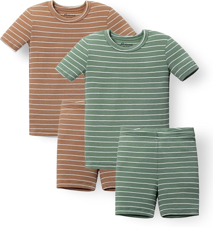 AVAUMA Stripe Pattern Baby Boys Girls Pajama Set Kids Toddler Snug fit Ribbed by AVAUMA
