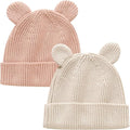 Hadetoto Cotton Baby Beanie Winter Knitted Hat, 2 Pack | Bear Ear Design by Hadetoto