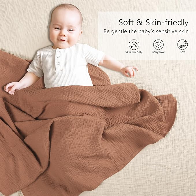 Susurration Muslin Receiving Blanket, 100% Cotton Swaddle Blankets - Image 2