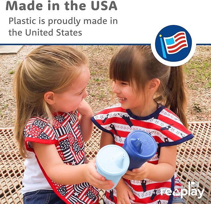 Re-Play Spill-Proof Sippy Cups - Reusable 10 Oz Set of 6, Dishwasher & Microwave Safe, Made in USA, Meadow