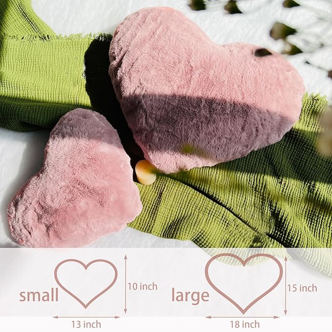 EastTree Heart Pillows, Dusty Pink Heart Shaped Pillows, Ultra Soft Extra-Large Fluffy Pillows, Love Throw Pillows Gifts, Women Girls Living Room Decor 15x18 Inch