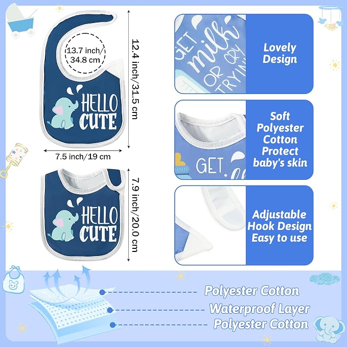 7Pcs Cotton Waterproof Baby Bibs Hook Loop Closure Newborn Bib Keepsake Baby - Image 2