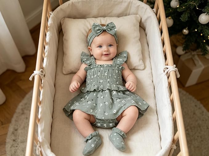 YOUNGER TREE Baby Girl Clothes Ruffle Romper Boho Dress Summer Cake Smash - Image 2
