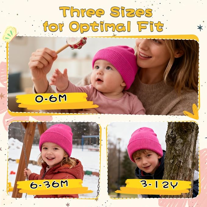 ZOORON Toddler Beanie Baby Kids Beanies Warm Winter Hat Knit Skull Cap - Image 2