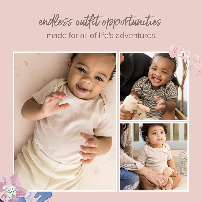 Burt Bees - 6Pk Baby Girl Organic Cotton Bodysuit & Pant Set, Ranunculus - Image 4