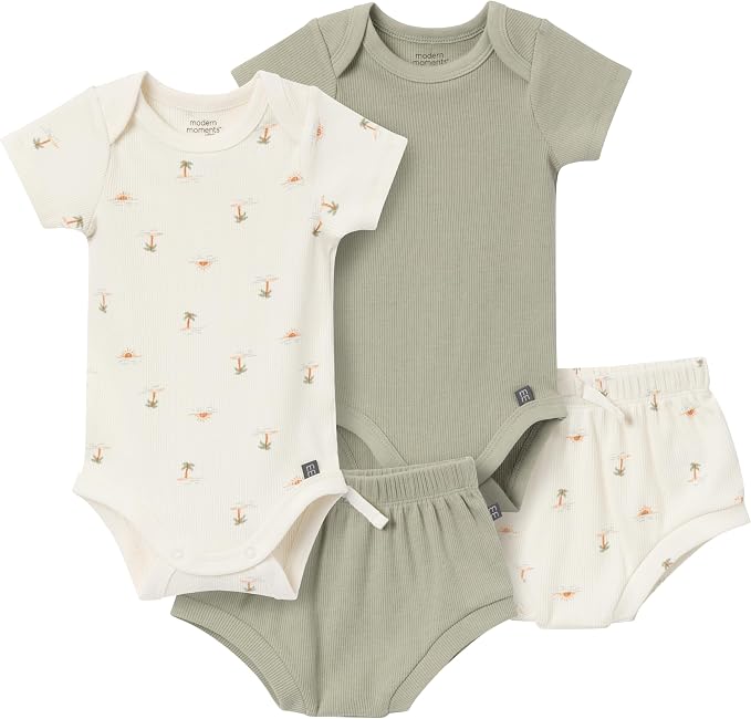 Modern Moments by Gerber Baby 4-Pack Short Sleeve Bodysuits & Shortie Set by ModernMomentsbyGerber
