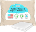 Organic Toddler Pillow Made in the USA and Organic Cotton Pillowcase - 13x18 Soft Natural Cotton Toddler Pillow for Sleeping - Washable Baby Nap Pillow - Travel Pillow - Kids Sleeping Bedding