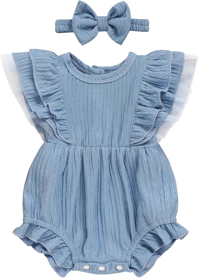 TITKKOP Ruffle Bubble Romper for Baby Girl | One-Piece Shorts Jumpsuit | Summer by TITKKOP