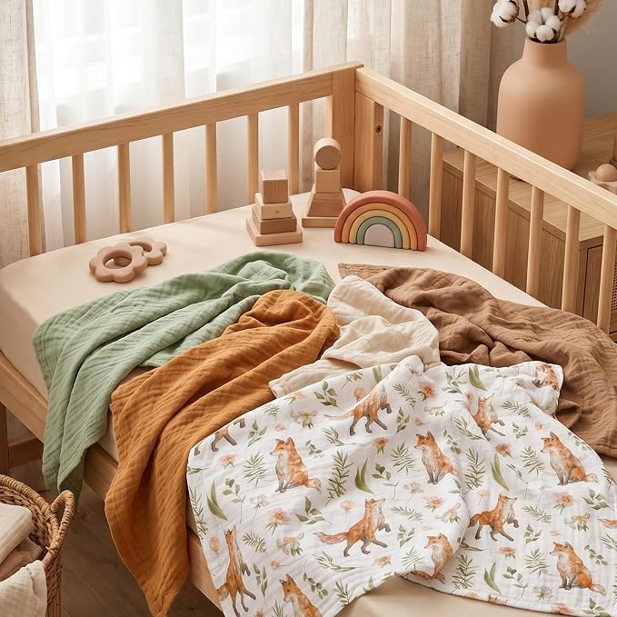 Muslin Receiving Blankets 5 Pack, Soft Swaddle Wraps - Image 7