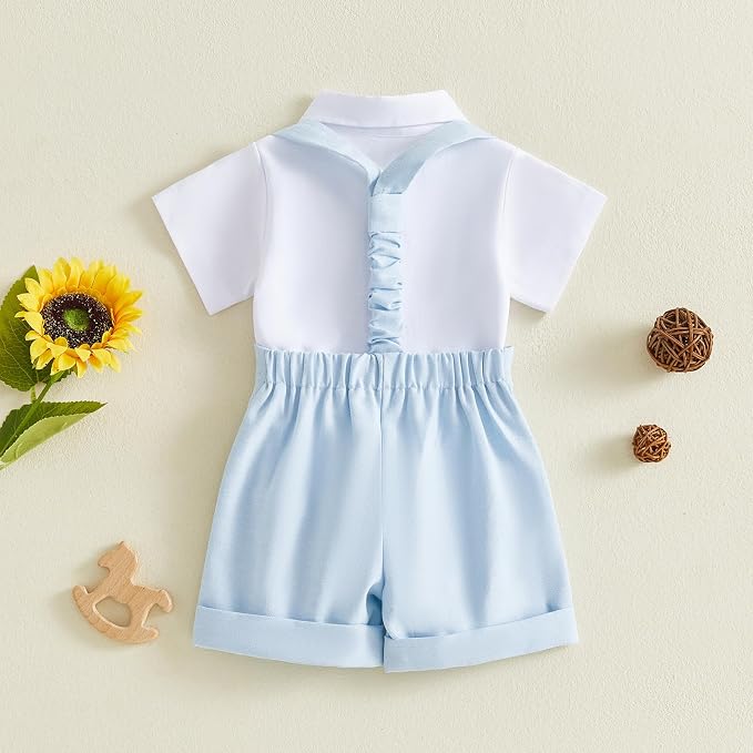 PUHHAPIEY Baby Boy Gentleman Wedding Outfit Dress Romper Suspender Pants | 0 3 - Image 5