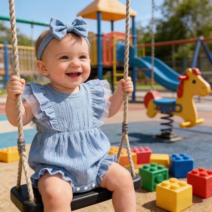 TITKKOP Ruffle Bubble Romper for Baby Girl | One-Piece Shorts Jumpsuit | Summer - Image 2