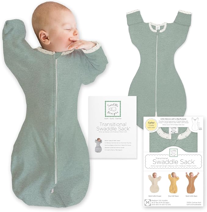 SwaddleDesigns Transitional Swaddle Sack, Arms Up Half-Length Sleeve & Mitten by SwaddleDesigns