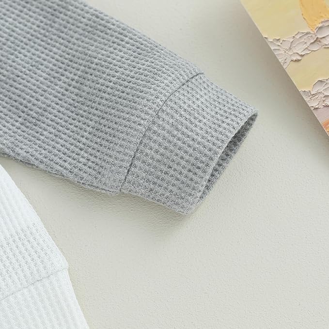 Toddler Baby Boy Fall Clothes Waffle Contrast Color Sweatshirt Pants Sets Infant Winter Outfits 6 12 18 24 Months