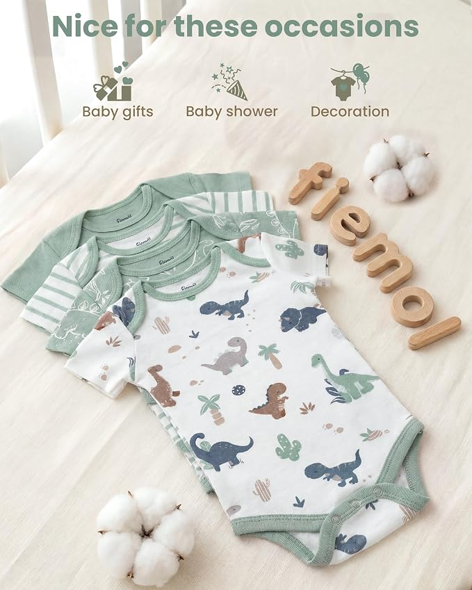 Baby Bodysuits Newborn 100% Cotton, Soft Short Sleeve Toddler Infant Cute Body - Image 7