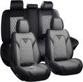 Seat Covers,Car Seat Covers Full Set,Car Seat Cover, Car Seat Covers Front Back Seat Cover,Waterproof Car Seat Cushion,Leather Seat Cover Seat Protector Universal Fit Most Car（5 Seat,Gary&Black）