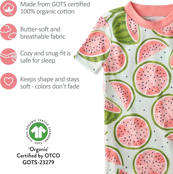 Butterblu Shade Snug-fit 2-Piece Short Sleeve PJs 100% Organic Cotton - Image 5