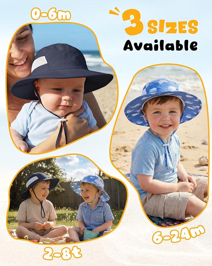 HONGTEYA 2 Pack Baby Sun Hat Infant Toddler Boys Girls Sun Protection Bucket - Image 6