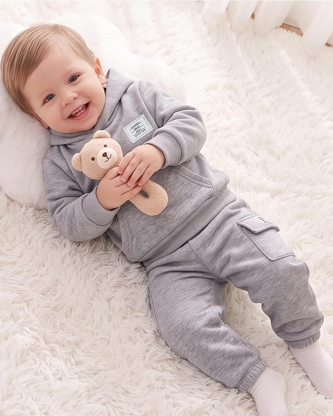 Toddler Baby Boy Clothes Long Sleeve Hoodie Sweatshirt Solid Sweatsuit Jogger - Image 3