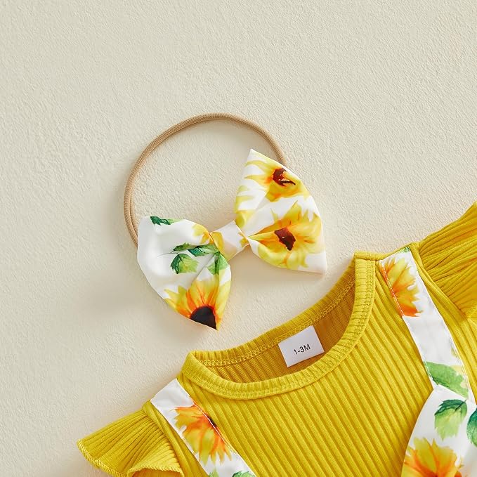 YINGISFITM Newborn Baby Girl Summer Clothes Short Sleeve Bubble Romper Bow - Image 6