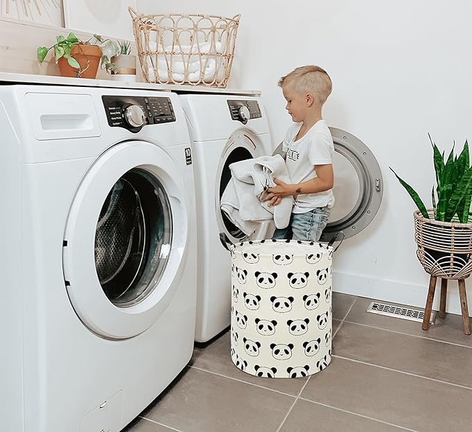 Round Laundry Hamper Storage Basket Laundry Organizer Hamper Storage Bins Clothes and Toys Box Nursery Hamper Gift Basket For Kids with Handles