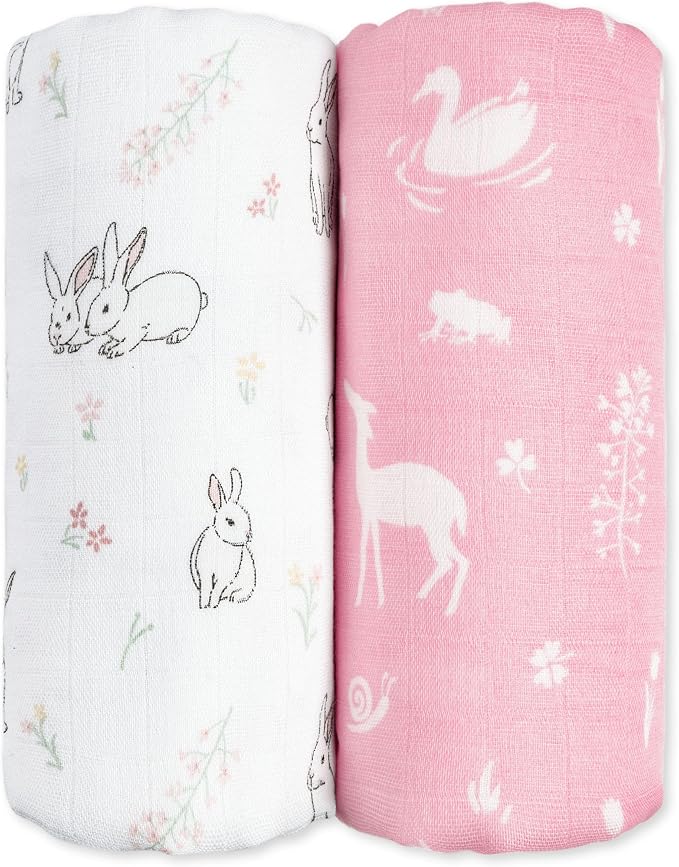 GLLQUEN BABY Muslin Swaddle Blankets 2Pk Receiving Blanket Large 35" x 40" | by GLLQUENBABY