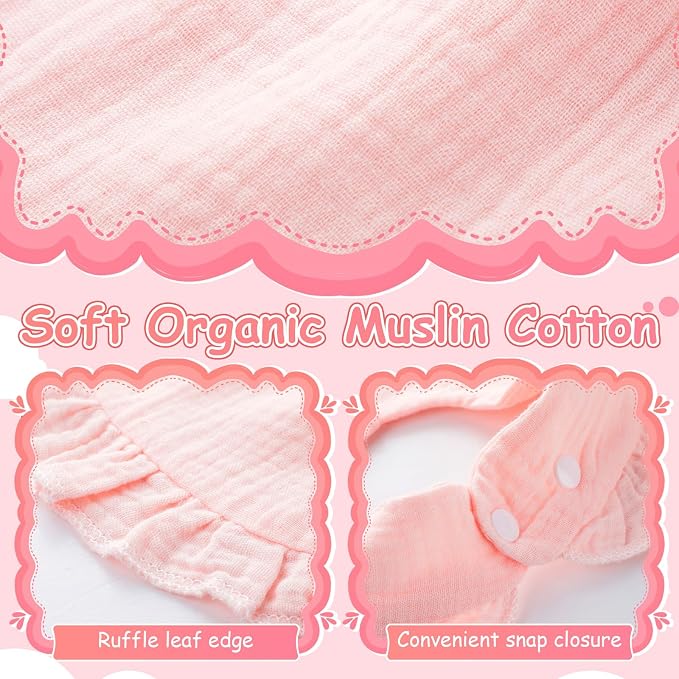 Kenning 18 Pcs Baby Muslin Drool Bibs Ruffle Snap Button - Image 4