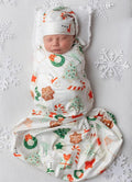 Newborn Swaddle Blanket Set, Headband and Beanie by Vollmic