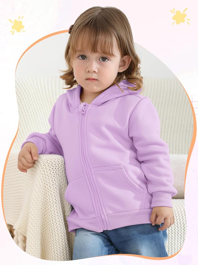 Cooraby 3 Pieces Baby and Toddler Girls Fleece Full-Zip Hoodies Lightweight - Image 5
